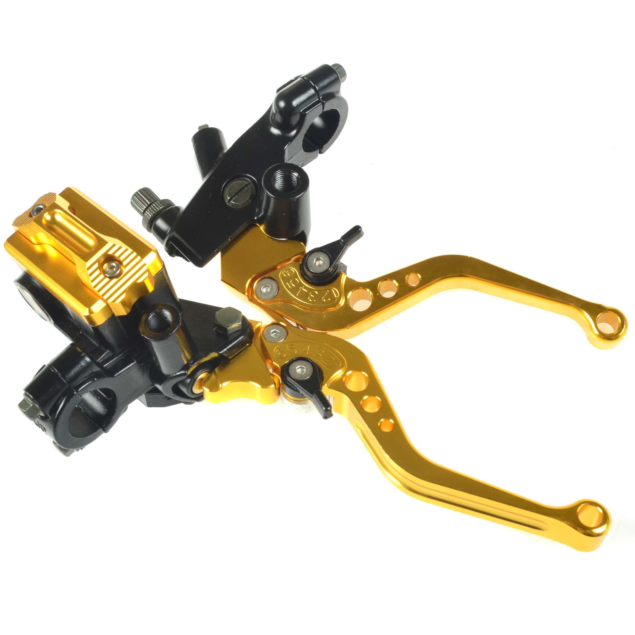 CNC Hebelset eloxiert gold inkl. Armaturen